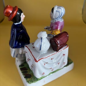 Antique Victorian Staffordshire Boy Girl Figurine Hand Painted Porcelain Made in England Lover Antiques and Vintage
