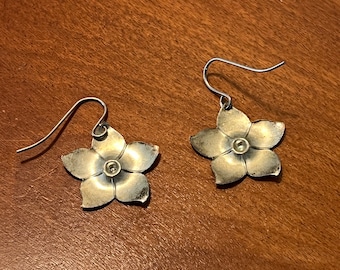 Vintage Sterling Silver Flower Earrings Hook Pierced Earring jewelry flowers