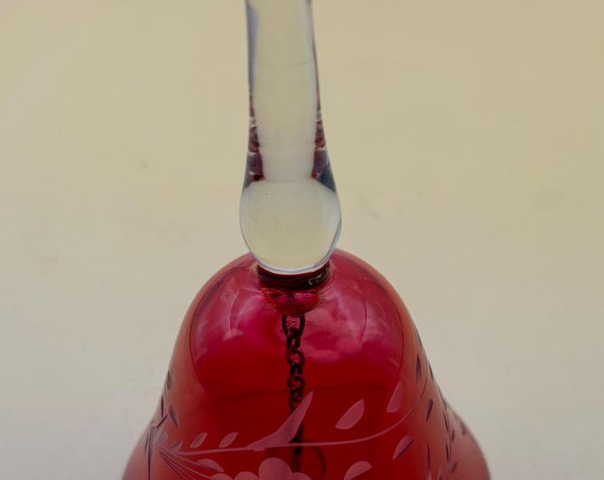 Vintage Cranberry Crystal Glass Bell Pink Glass Art Lover Antiques and Vintage