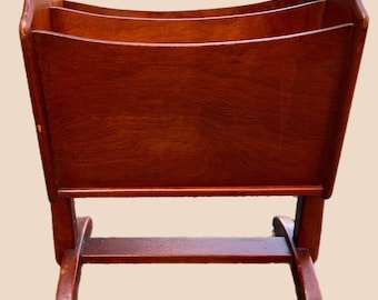 Vintage Maple Wood Magazine Rack Mag Stand Rustic Lake House Furniture