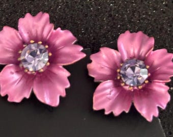Vintage Pink Flower Starburst Earrings Lover Antiques and Vintage