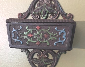 Vintage Wilton Cast Iron Match Wall Mount Holder Lover Antiques and Vintage