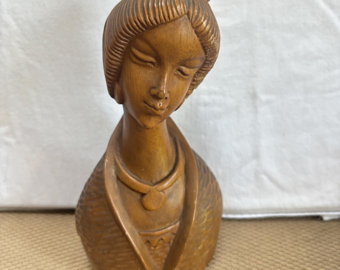 Vintage Carved Lady Statue Woman Figurine Lover Antiques and Vintage