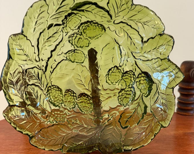 Vintage Green Glass Bowl Trinket Dish Lover Antiques and Vintage