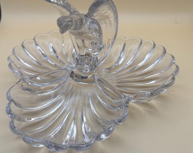 Vintage Heisey Divided Covered Crystal Glass Dish with Lid 3 Part Divided Plate Lover Antiques and Vintage