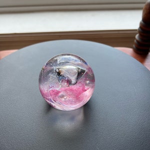 Vintage Caithness Glass Paperweight: Pink Rose, Controlled Bubbles, Robin Sinclair Art Glass