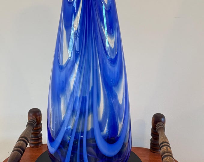 Vintage Cobalt Blue Murano Glass Tall Vase Pretty Elegant Gifts at Lover Antiques and Vintage