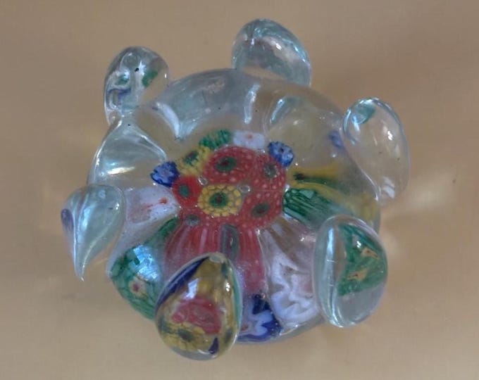 Glass Millefiori Paperweight, Colorful Art Gift Options, Murano Style Glass