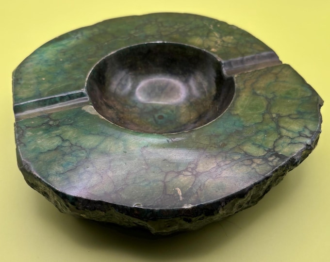 Vintage Green Alabaster Stone Ashtray From Italy Lover Antiques and Vintage