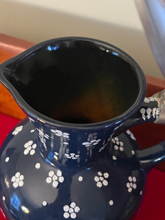 Vintage Gmundner Keramik Dirndl Blue Hand Painted Stein Coffee Tea