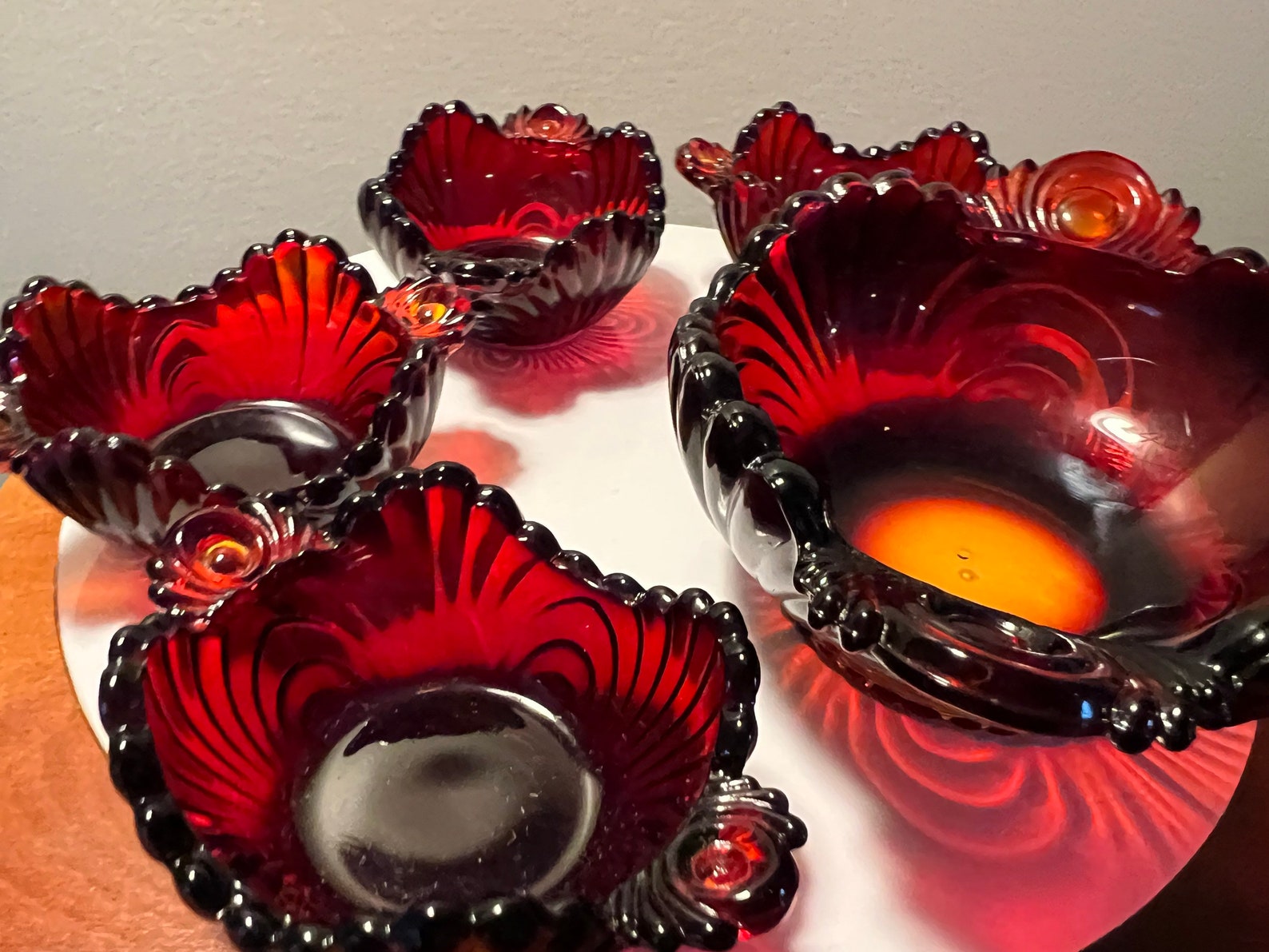 Vintage Red Amberina Glass Art Bowls Summit Art Small Glass Etsy