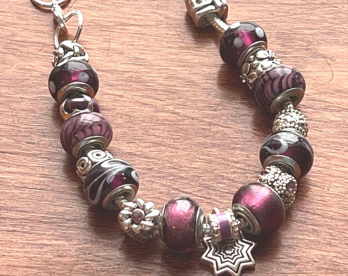 Charm bracelet Willabee and Ward jewelry Purple Passion love Valentine’s Day Gift charms beads