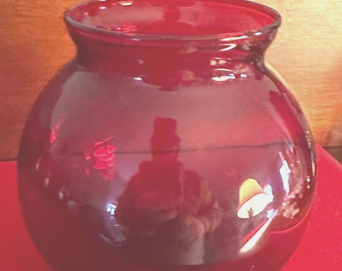 Vintage Ruby Red Glass Vase: Mini Art Glass Pitcher