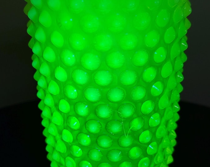Vintage Fenton Vaseline Hobnail Glass Tumbler Cup Uranium Glass Lover Antiques and Vintage