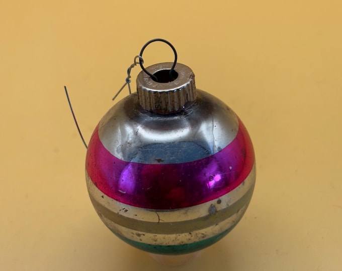 Vintage Shiny Brite Striped Ball Ornament Circle Circa 1940’s Lover Antiques and Vintage
