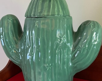 Vintage Ceramic Saguaro Cactus Cookie Jar Made by Treasure Craft, Lover Antiques and Vintage