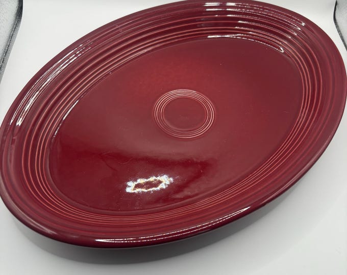 Vintage Fiesta Oval Platter by Homer Laughlin Fiestaware Maroon Large Plate Lover Antiques and Vintage