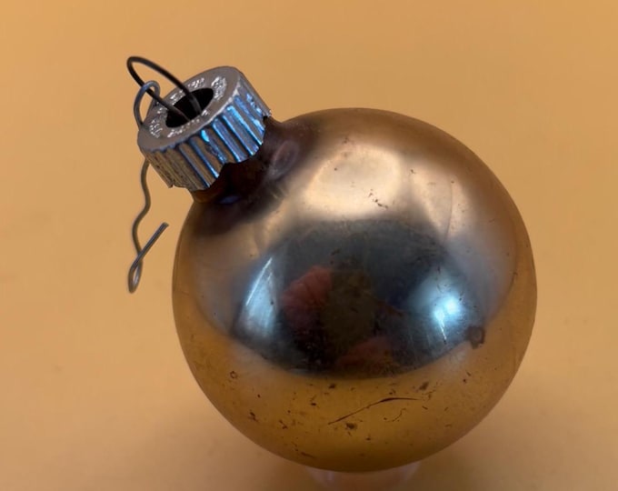 Vintage Peach Shiny Brite Striped Ball Ornament Circle Circa 1940’s Lover Antiques and Vintage