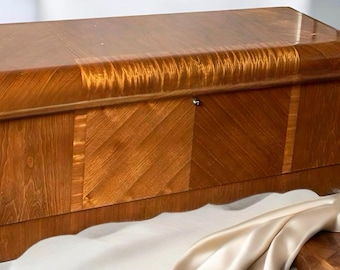 Vintage Art Deco Waterfall Hope Chest Cedar Chest Blanket Chest Lover Antiques and Vintage
