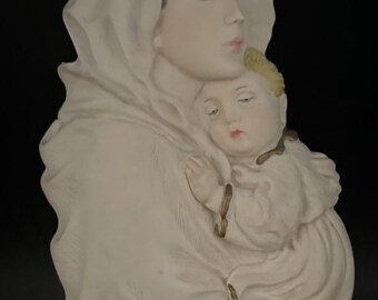 Vintage Virgin Mary Madonna and Child Figurine Made in Italy Wall Hanging Statue Lover Antiques and Vintage