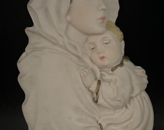 Vintage Virgin Mary Madonna and Child Figurine Made in Italy Wall Hanging Statue Lover Antiques and Vintage