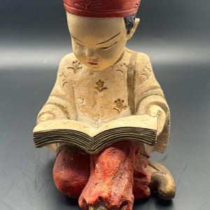 Boy Reading a Book Japan Porcelain Figurine Lover Antiques and Vintage