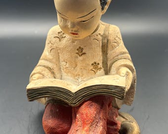 Boy Reading a Book Japan Porcelain Figurine Lover Antiques and Vintage
