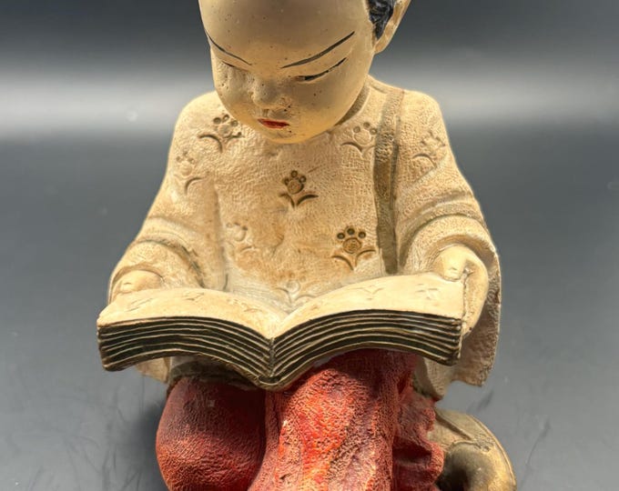Vintage Boy Reading a Book Japan Porcelain Figurine Lover Antiques and Vintage