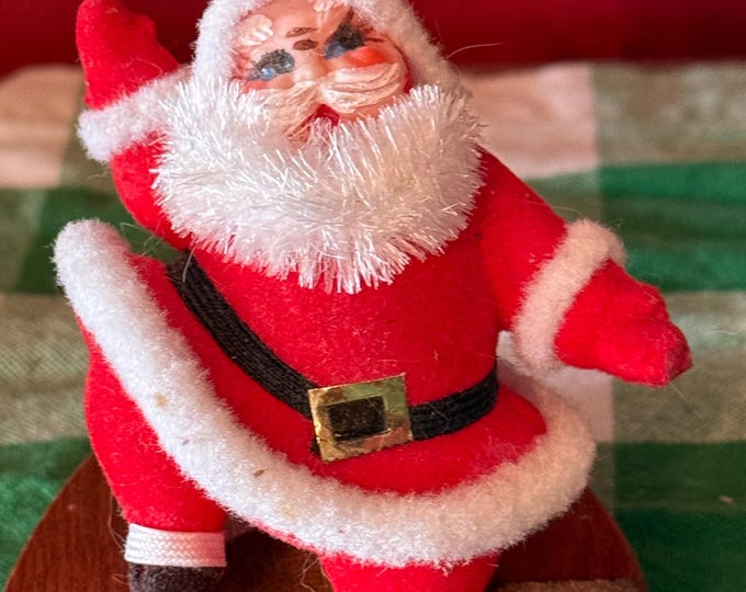 Vintage Dancing Santa Claus Ornament Red Felt Christmas Decoration Retro Holiday Decor
