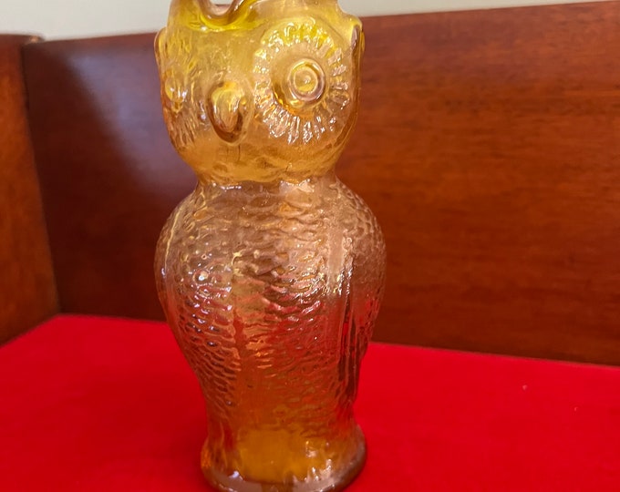 Vintage Amber Kanawha Owl Pitcher, Hand Blown Amber Owl Pitcher, Lover Antiques and Vintage