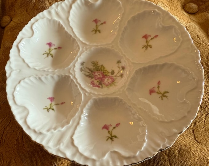 Antique Oyster Plate Victoria Carlsbad Austria Porcelain Platter Fancy Oysters Lover Antiques and Vintage