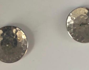 Vintage Sterling Silver Round Hammered Earrings Lover Antiques and Vintage