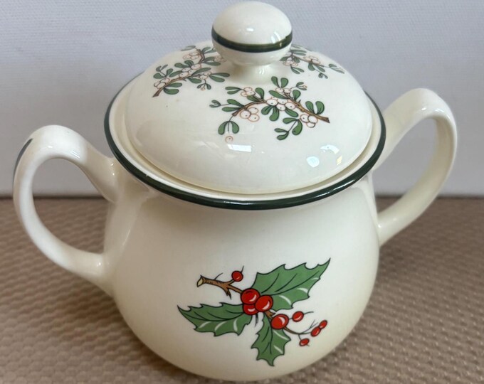 Vintage Christmas Tree Sugar Bowl with Lid by Cuthbertson Made in England Double Handle Sugar Dish Lover Antiques and Vintage