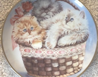 Franklin Mint Three Little Kittens Plate, Cat Collection #B1081