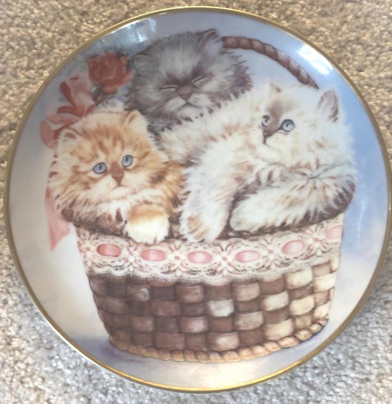 Franklin Mint Three Little Kittens Plate, Cat Collection #B1081