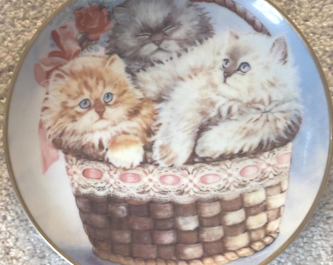 Franklin Mint Three Little Kittens Plate, Cat Collection #B1081, Lover Antiques and Vintage