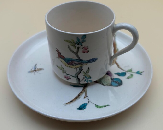 Antique Ridgeway Indus Porcelain Tea Cup and Saucer Blue Bird RARE Lover Antiques and Vintage