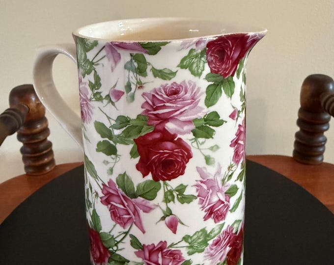 Vintage Fine Porcelain Creamer with Pink Rose Pattern Mini Pitcher Creamer Lover Antiques and Vintage