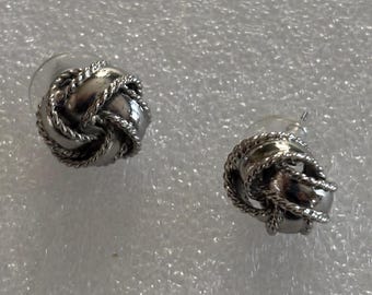 Vintage Sterling Silver Love Knot Earrings Pierced Jewelry Lover Antiques Vintage