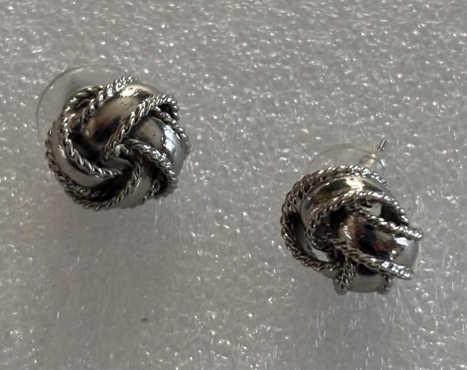 Vintage Sterling Silver Love Knot Earrings Pierced Jewelry Lover Antiques Vintage
