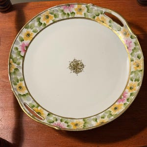 Antique Hand Painted Nippon Plate 1911-1921 Hand Painted Flowers Wall Hanging Lover Antiques and Vintage