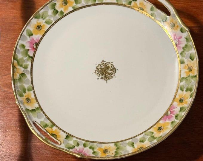 Antique Hand Painted Nippon Plate 1911-1921 Hand Painted Flowers Wall Hanging Lover Antiques and Vintage