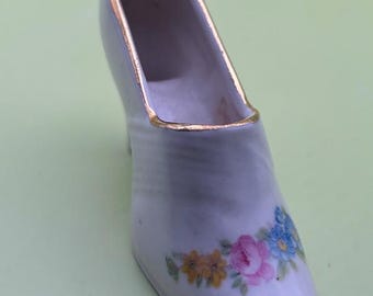 Vintage Porcelain Shoe Hand Painted with Flowers Lover Antiques and Vintage