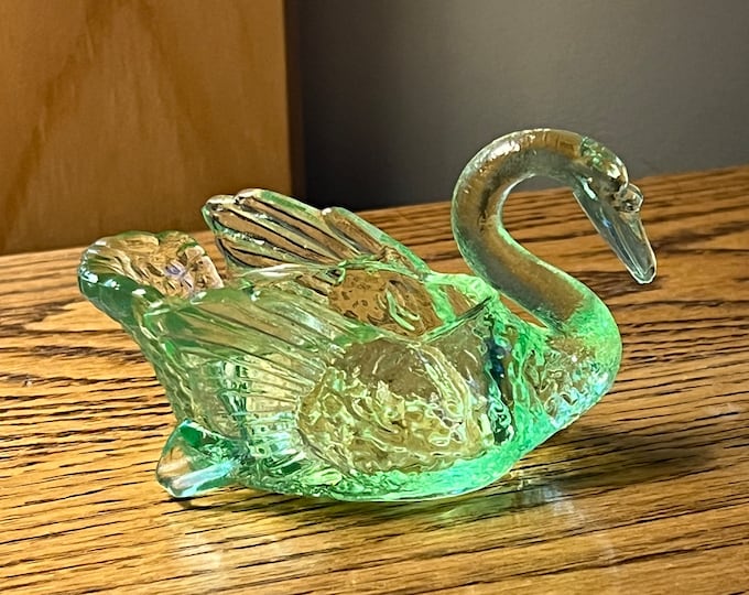 Vintage Uranium Glass Cambridge Glass Green Swan Glows Lover Antiques and Vintage