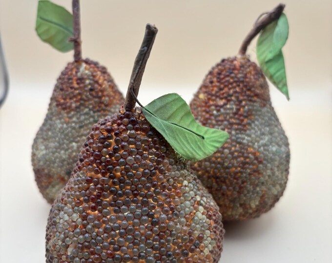 Vintage Set of 3 Beaded Pears Figurine Lover Antiques and Vintage