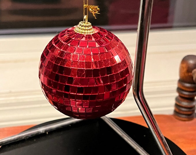 Vintage Red Disco Ball Ornament glass art Mid Century Modern ornaments Christmas Holiday Lover Antiques and Vintage