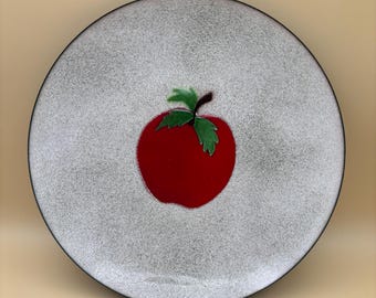 Vintage Bovano Enamel on Copper Apple Plate Lover Antiques and Vintage
