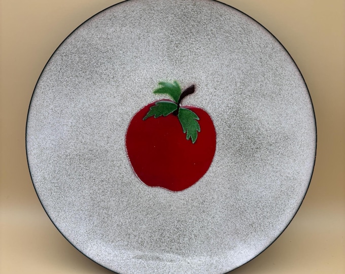 Vintage Bovano Enamel on Copper Apple Plate Lover Antiques and Vintage
