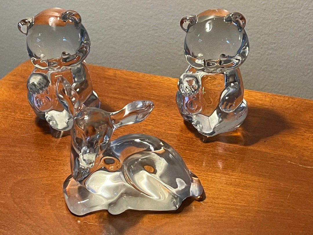 Vintage Fenton Glass Animals 2 Signed Bears Fawn Deer Set of 3 Etsy