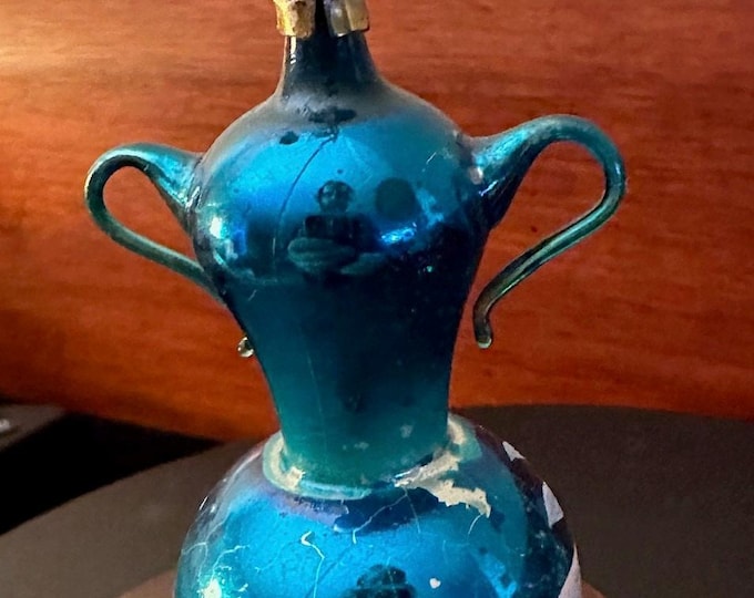 Vintage Blue Tea Pot Ornament, Hand Blown Teapot Ornament, Lover Antiques and Vintage